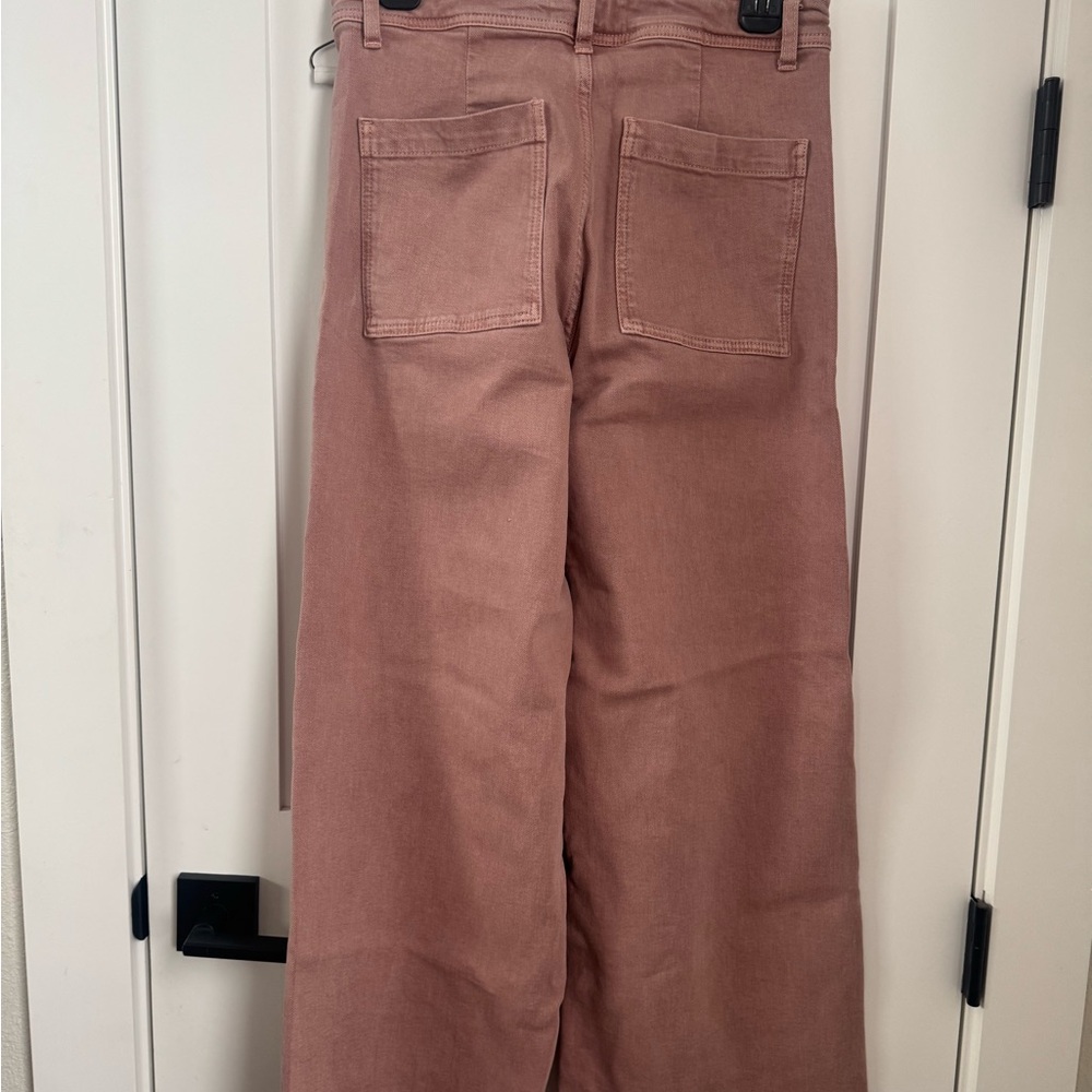 Zara Marine Straight Stylish Pink/Rose Wide-Leg Pants - Picture 4 of 5